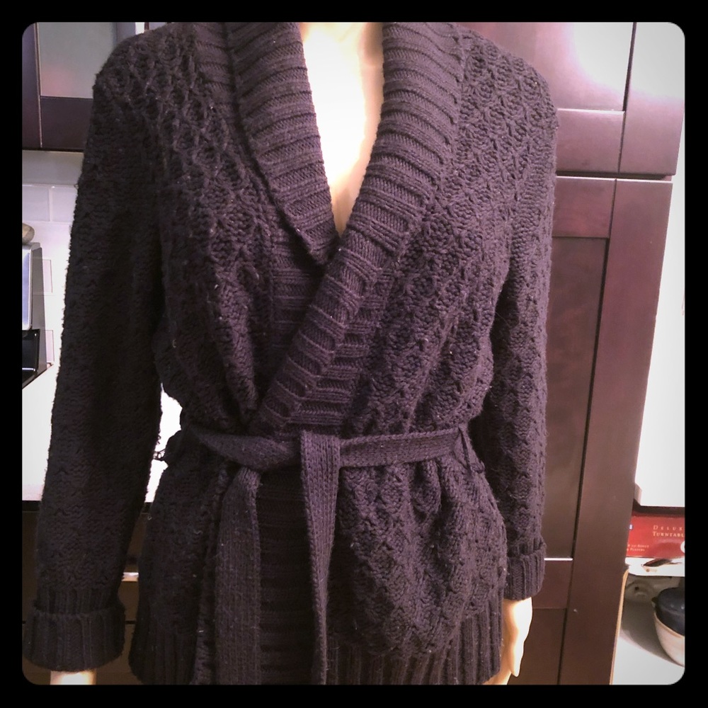 Black belted sweater